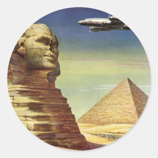 Grote Sfinx van Gizeh, Egyptische piramides Ronde Sticker (Voorkant)