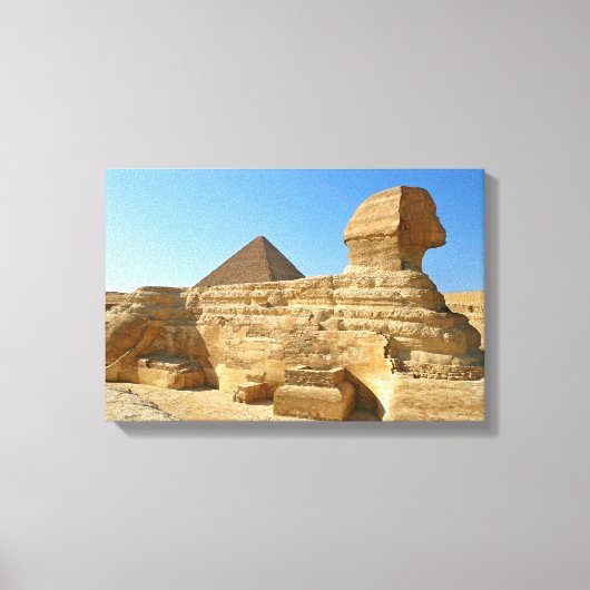 Grote Sfinx van Gizeh met Khafre-piramide - Egypte Canvas Afdruk (Voorkant)