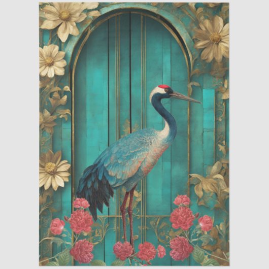 Grote Shabby Chic Blauwgroen Craft Tissue Papier (Voorkant)