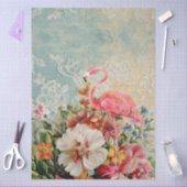 Grote Shabby Chic Roze Flamingo Bloemen Decoupage Tissuepapier (Craft)