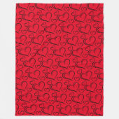 Grote sherpa-deken met rood en zwart hart fleece deken (Voorkant)