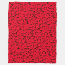 Grote sherpa-deken met rood en zwart hart fleece deken