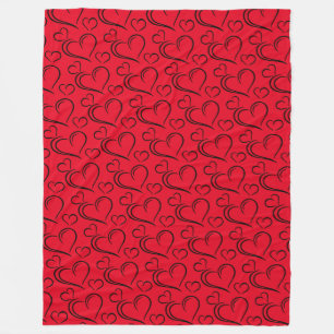 Grote sherpa-deken met rood en zwart hart fleece deken