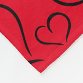 Grote sherpa-deken met rood en zwart hart fleece deken (Hoek)