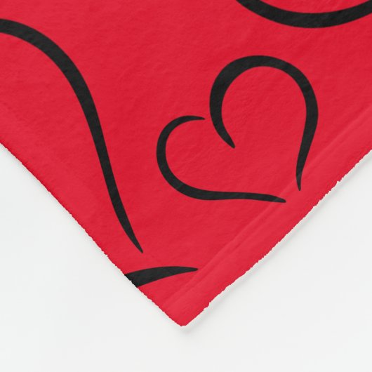 Grote sherpa-deken met rood en zwart hart fleece deken (Hoek)