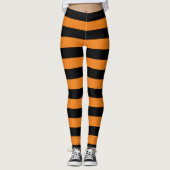 Grote Sinaasappel en zwarte strepen Halloween Leggings (Voorkant)