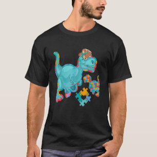 Grote Sistersaurus Autisme Bewustzijn Zus Dinosaur T-shirt