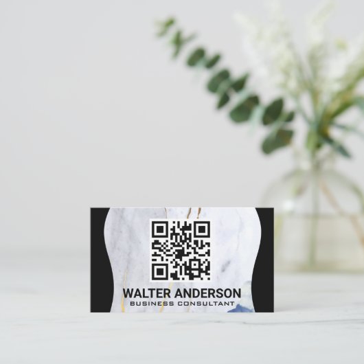 Grote Sjabloon QR-code | Marmer Gold Flakes Visitekaartje (Staand voorkant)