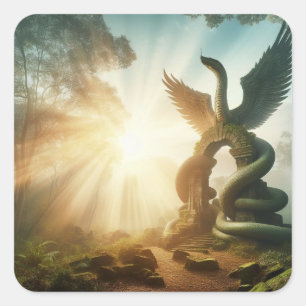 Grote slang met vleugels vierkante sticker