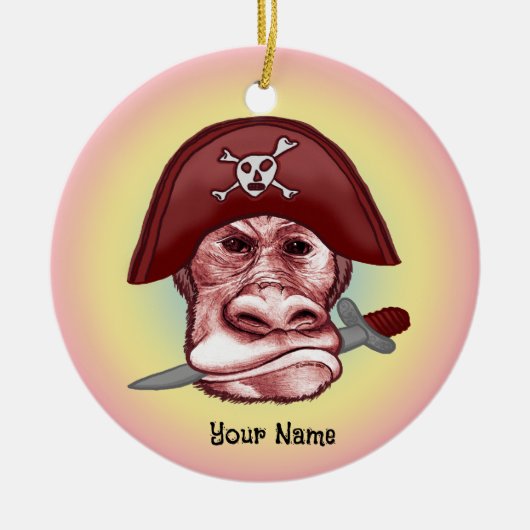 Grote Slechte Aap Piraat Keramisch Ornament (Voorkant)
