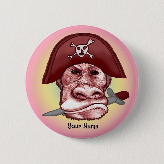 Grote Slechte Aap Piraat Ronde Button 5,7 Cm (Voorkant)