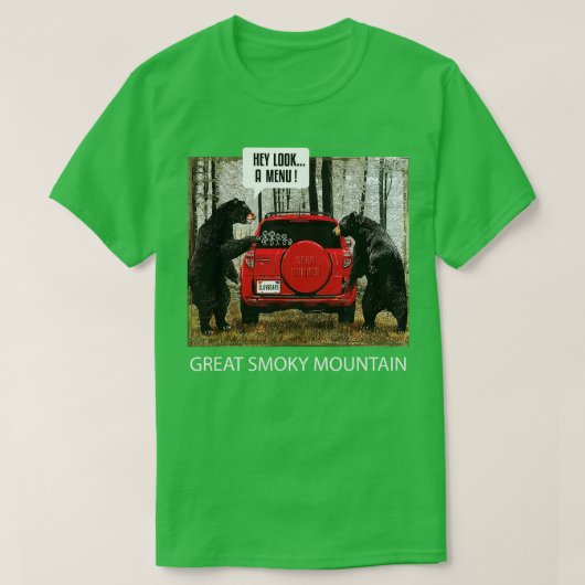 Grote Smoky Mountain Beren Hey Kijk een menu T-shirt (Design voorkant)