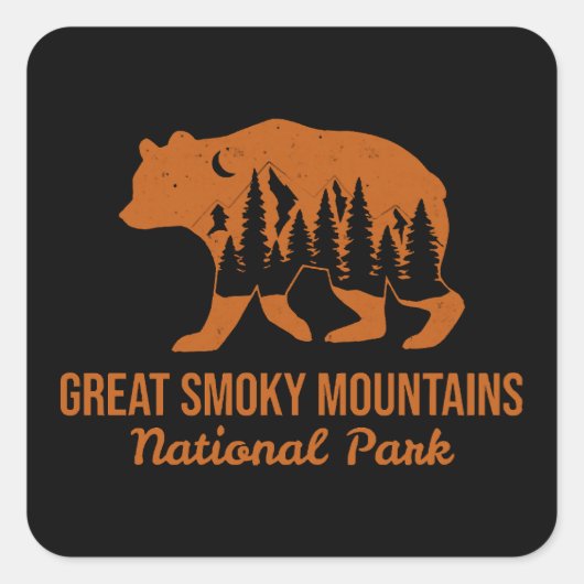 GROTE SMOKY MOUNTAINES NATIONAAL PARK VIERKANTE STICKER (Voorkant)