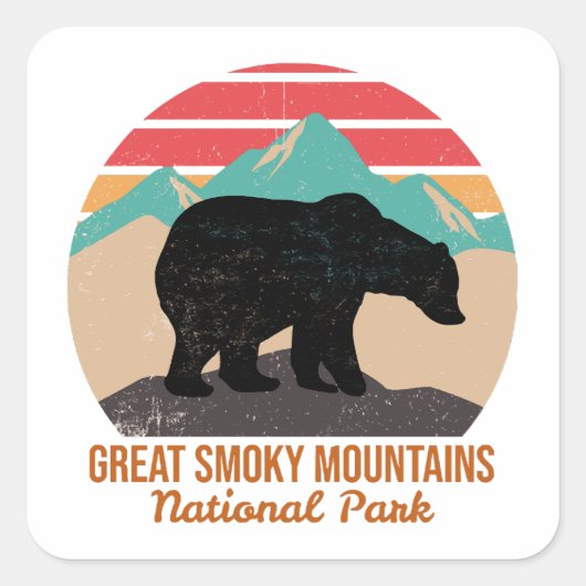 GROTE SMOKY MOUNTAINES NATIONAAL PARK VIERKANTE STICKER (Voorkant)