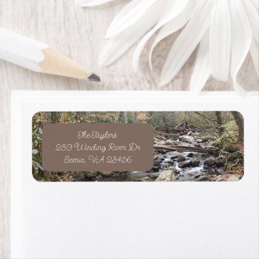 Grote Smoky Mountains Fall laat River Adres Etiket (Insitu)