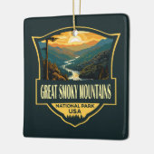 Grote Smoky Mountains National Park Illustratie Keramisch Ornament (Links)