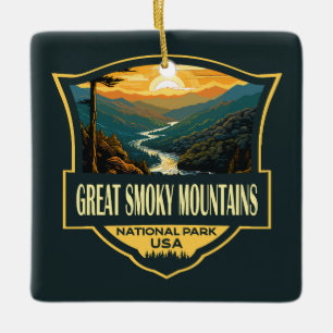 Grote Smoky Mountains National Park Illustratie Keramisch Ornament