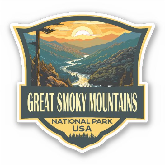 Grote Smoky Mountains National Park Illustratie Sticker (Voorkant)