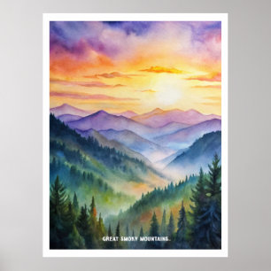 Grote Smoky Mountains National Park Waterverf Poster