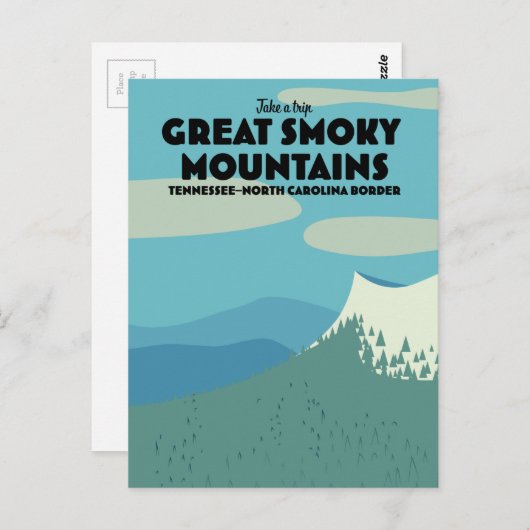 Grote Smoky Mountains reisposter. Briefkaart (Voorkant / Achterkant)
