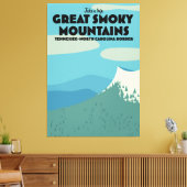 Grote Smoky Mountains reisposter. Canvas Afdruk (Insitu (Woonkamer))