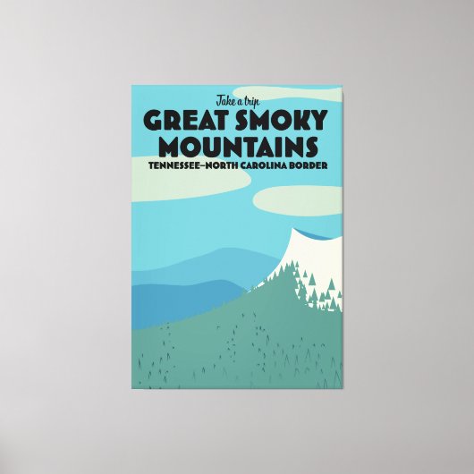 Grote Smoky Mountains reisposter. Canvas Afdruk (Voorkant)