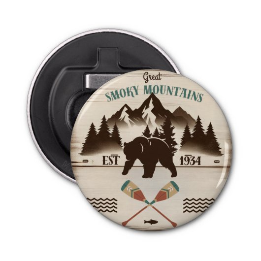 Grote Smoky Mountains, TN beer Button Flesopener (Voorkant)