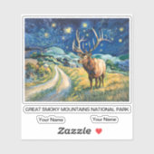 Grote Smoky Mountains Wilde Natuur Eland Retro Van Sticker (Vel)