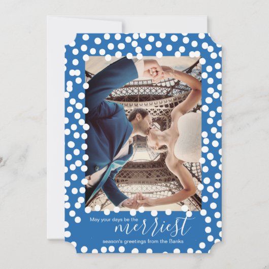 Grote Sneeuw Stippen op Nebulas Blue, Kerst Kaart (Voorkant)