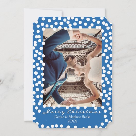 Grote sneeuwscooters op Nebulas Blue, kerstkaart (Voorkant)