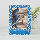 Grote sneeuwstippen op Nebulas Blue, kerstkaart Kaart (Staand voorkant)