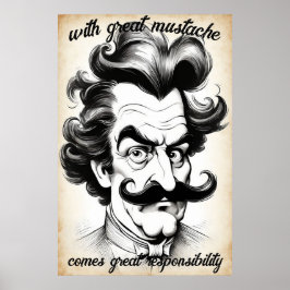 Grote snor verantwoordelijkheid Humor Quote & Geze Poster