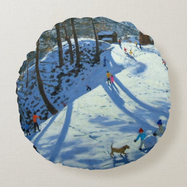 Grote Snowball Zermatt Rond Kussen (Voorkant)