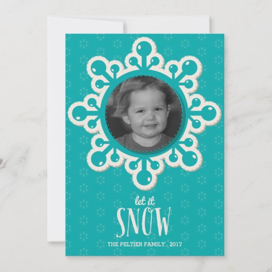 Grote Snowflake Blue Photo Holiday Kaart (Voorkant)