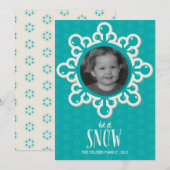 Grote Snowflake Blue Photo Holiday Kaart (Voorkant / Achterkant)