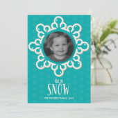 Grote Snowflake Blue Photo Holiday Kaart (Staand voorkant)