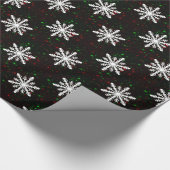 Grote Snowflakes Red Green Star Black BG Kerstmis Cadeaupapier (Hoek)