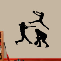 Grote Softball Girls Black Wall Decal