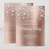 Grote Sparkly Rhinestone Roos Gold Foil Holiday Kaart (Voorkant / Achterkant)