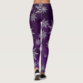 Grote Sparkly Silver Snowflakes op Paars Leggings (Achterkant)