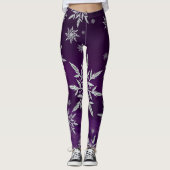 Grote Sparkly Silver Snowflakes op Paars Leggings (Voorkant)