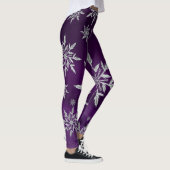 Grote Sparkly Silver Snowflakes op Paars Leggings (Rechts)