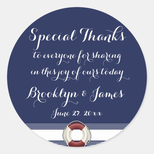 Grote speciale Bedankt Nautical Wedding Stickers (Voorkant)