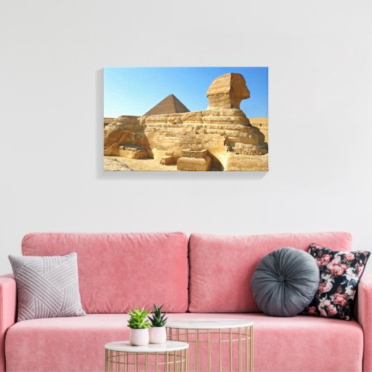 Grote Sphinx van Giza met Khafre-piramide - Egypte Canvas Afdruk (Insitu (Woonkamer))