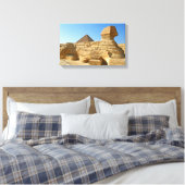 Grote Sphinx van Giza met Khafre-piramide - Egypte Canvas Afdruk (Insitu (Slaapkamer))
