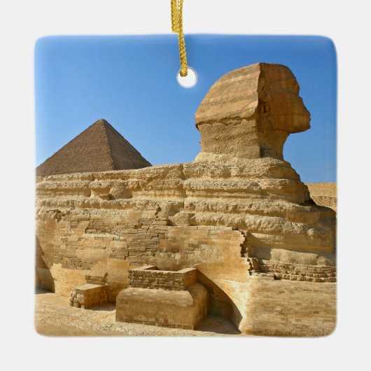 Grote Sphinx van Giza met Khafre-piramide - Egypte Keramisch Ornament (Voorkant)