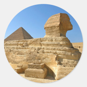 Grote Sphinx van Giza met Khafre-piramide - Egypte Ronde Sticker