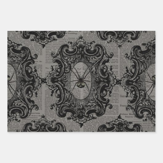 Grote spin op donkergrijs inpakpapier vel (Voorkant)