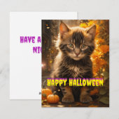 Grote stad Halloween Kat Feestdagenkaart (Voorkant / Achterkant)
