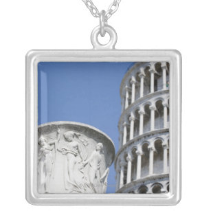 Grote stad naast de Leaning Tower van Pisa, Italië Zilver Vergulden Ketting